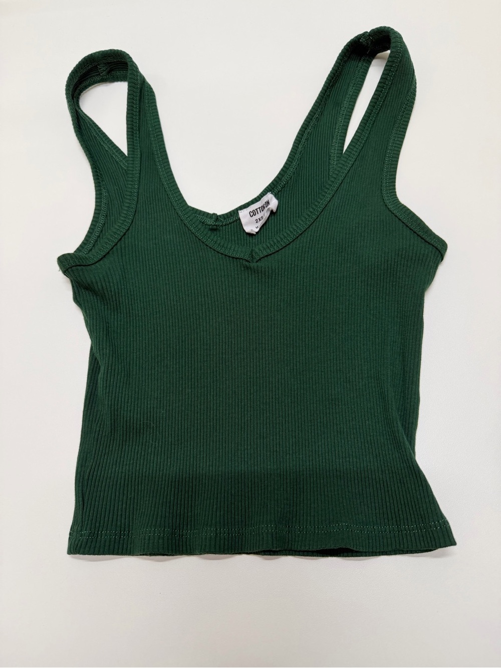 Cotton On Forest Green Ribbed V-Neck Tank